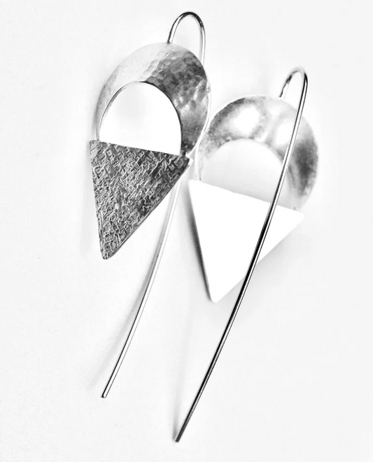 Crescent & triangle drop earrings