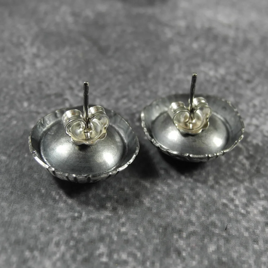 Oxidised silver & pearl echinoderm studs