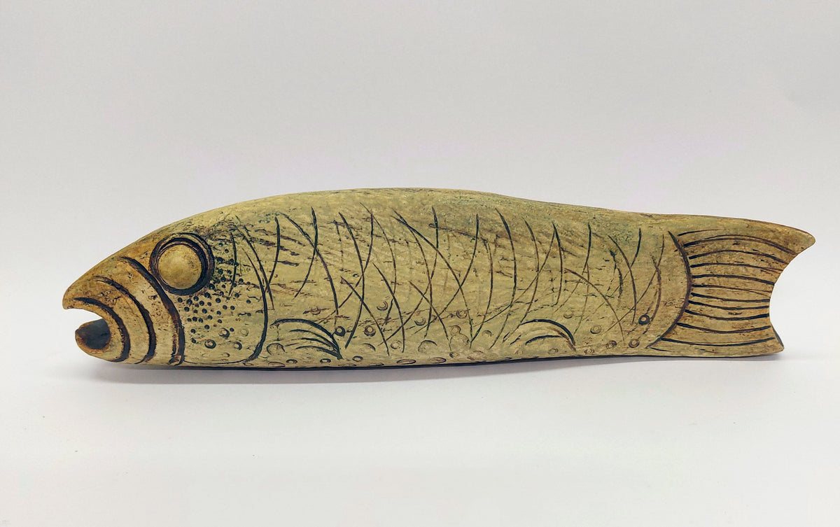 'Green Fish' stoneware sculpture
