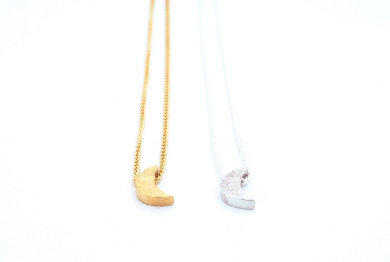Silver mini crescent moon necklace