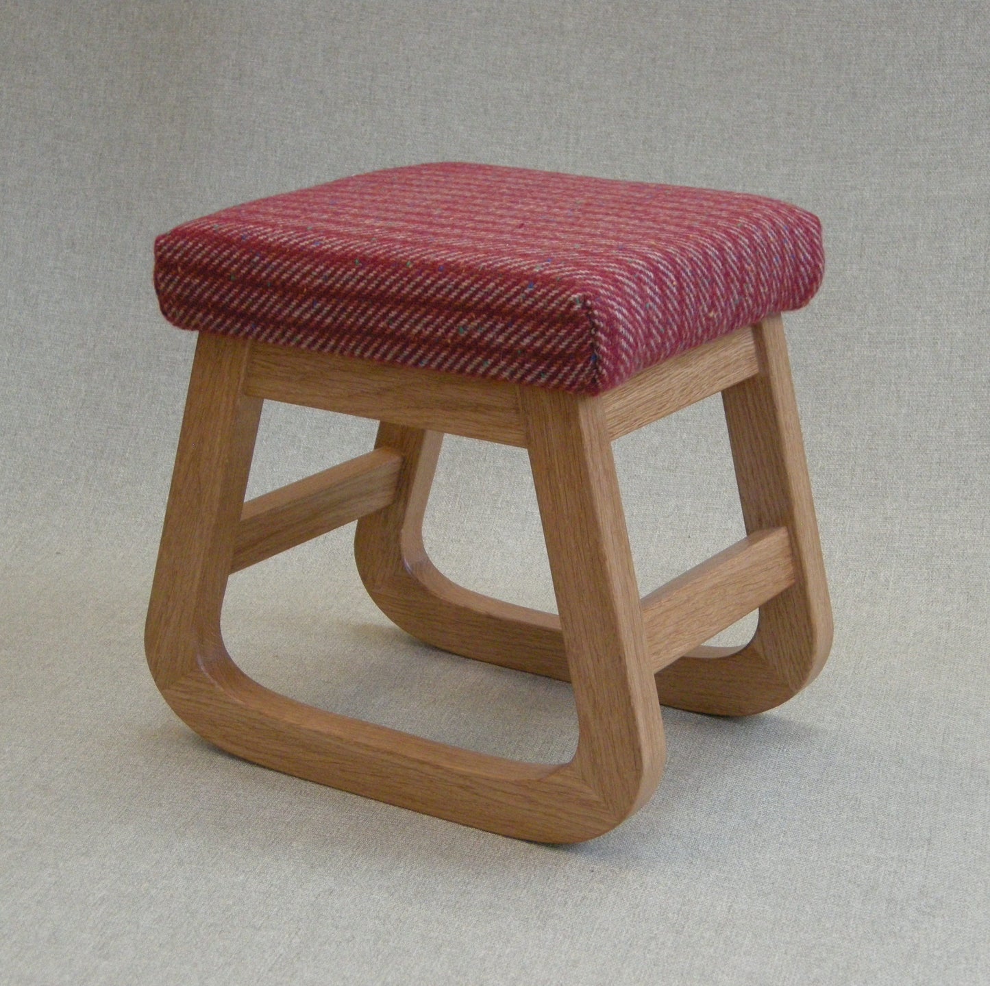 Rocking Footstool in Devon Oak & Red Bovey Tweed