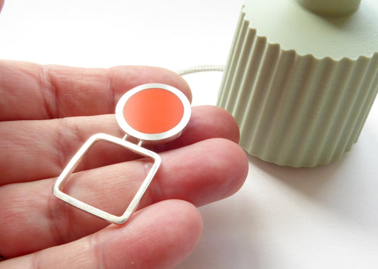 Pop Square Dot Pendant - Orange