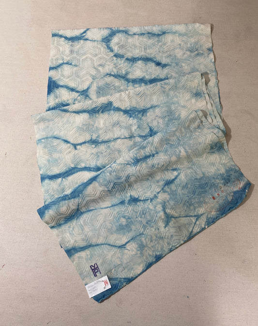Jacquard Vintage Kimono Silk Indigo Dyed Scarf