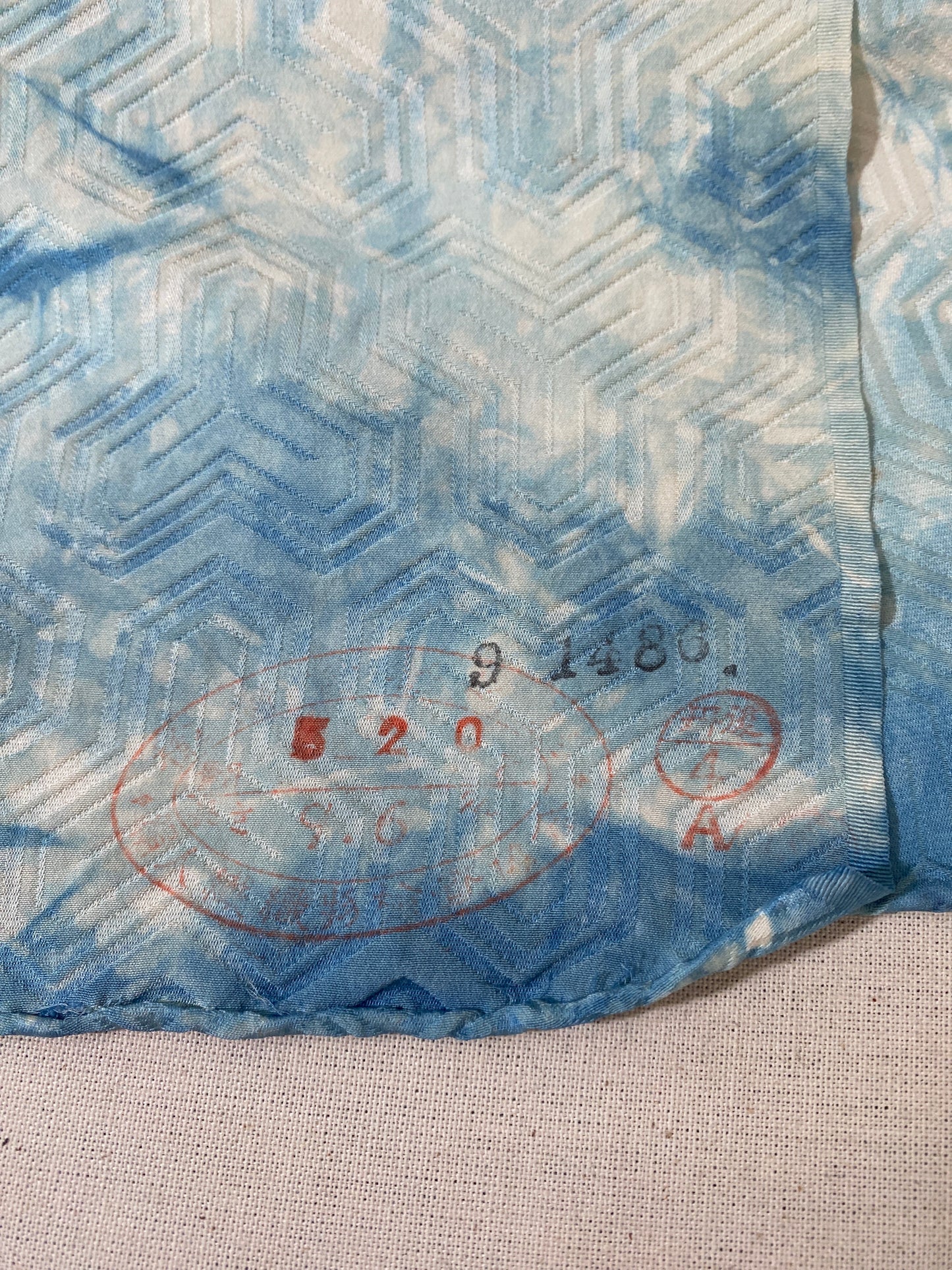 Jacquard Vintage Kimono Silk Indigo Dyed Scarf