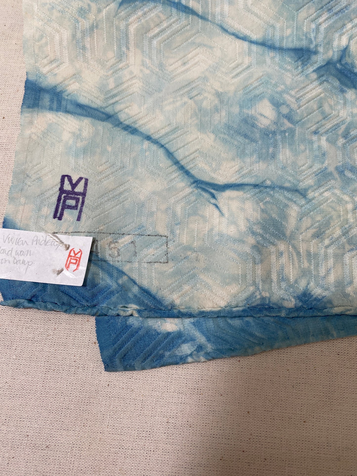 Jacquard Vintage Kimono Silk Indigo Dyed Scarf