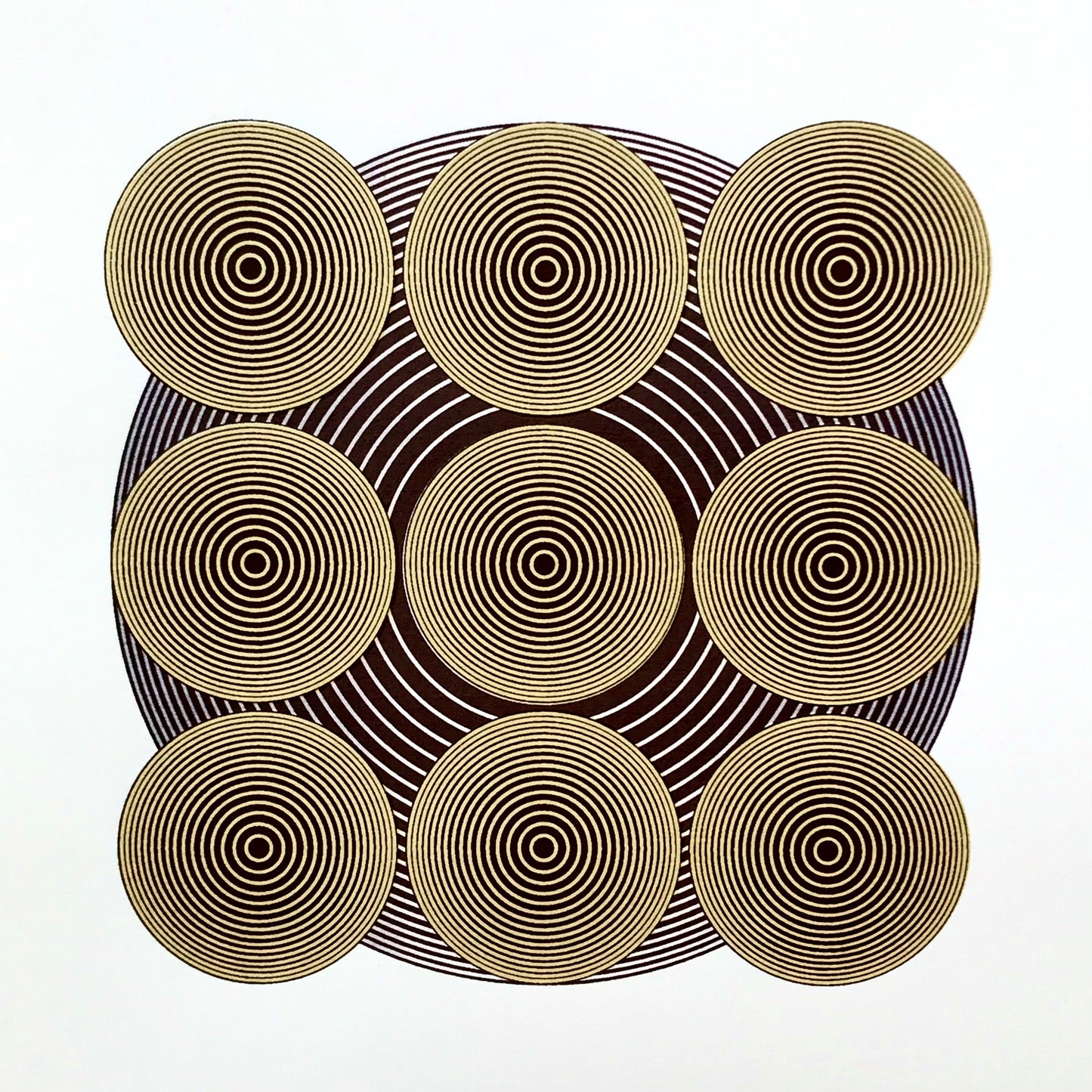 '9 Yellow Circles Over Large Circle' Print