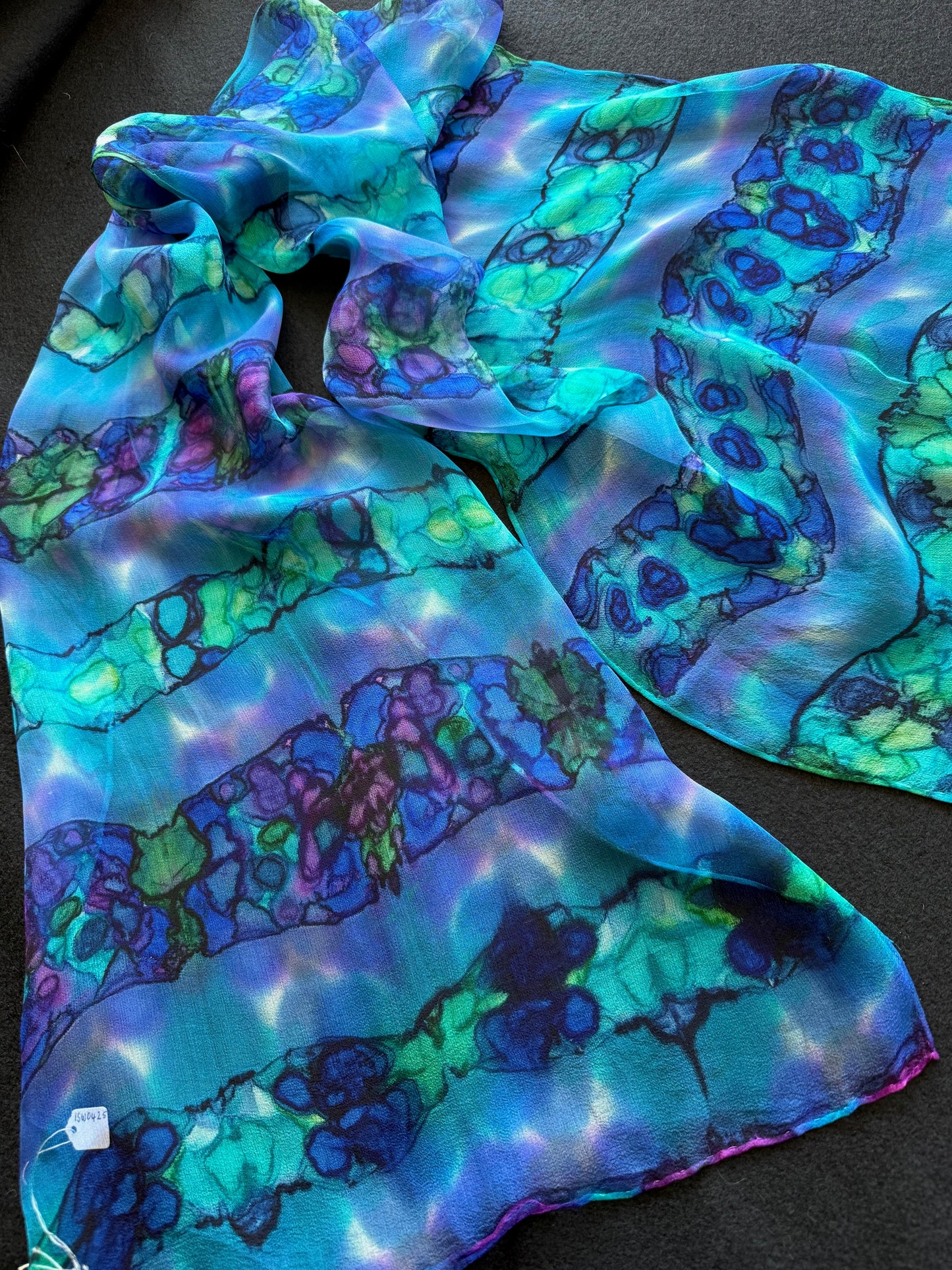 Silk Chiffon Scarf - Blues, Purples & Greens