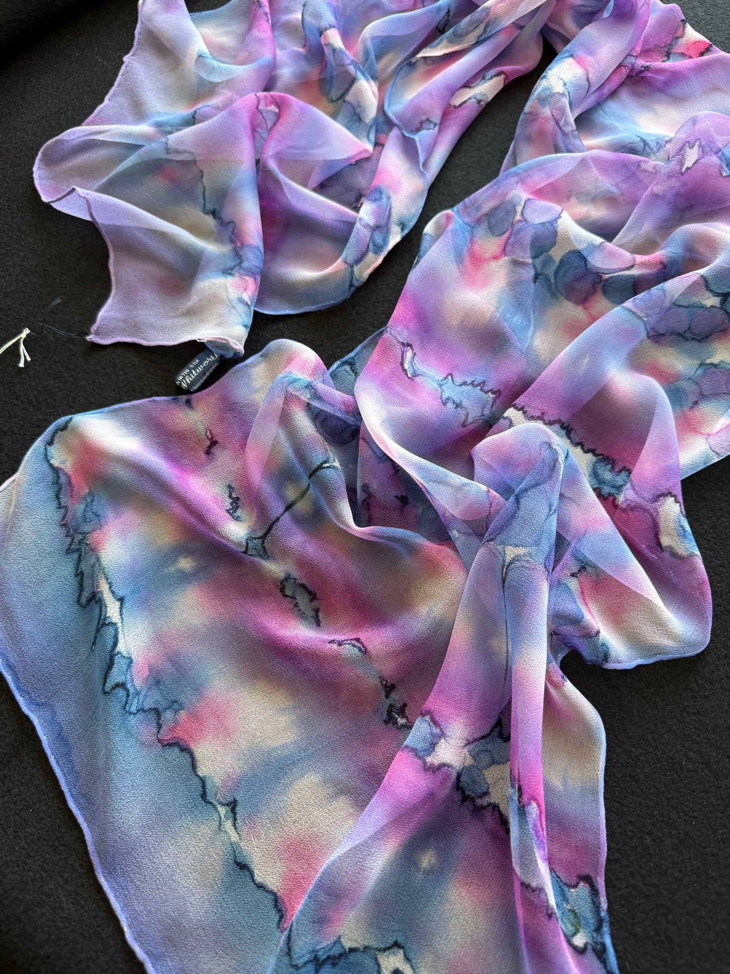 Silk Chiffon Scarf - Pink, Fuchsia & Purple