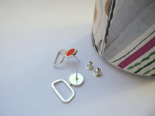 Rectangle Studs - Orange