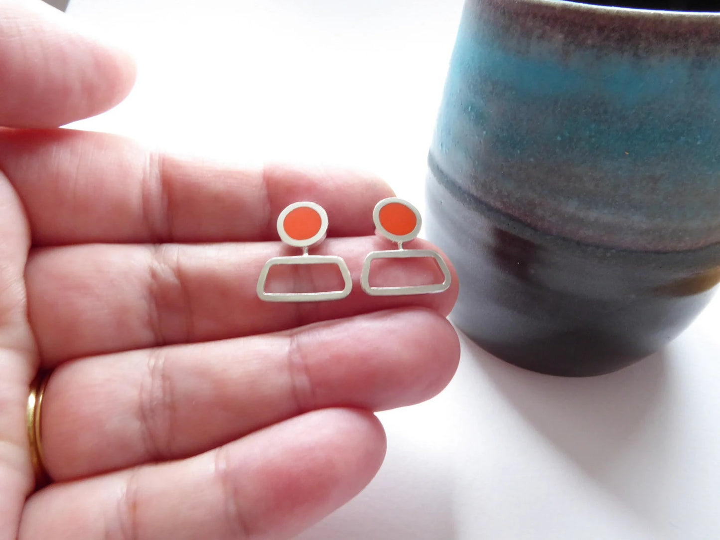Rectangle Studs - Orange