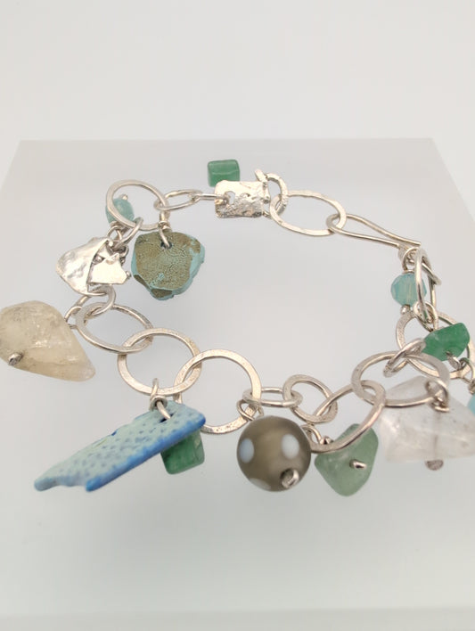 Recyled silver charm bracelet
