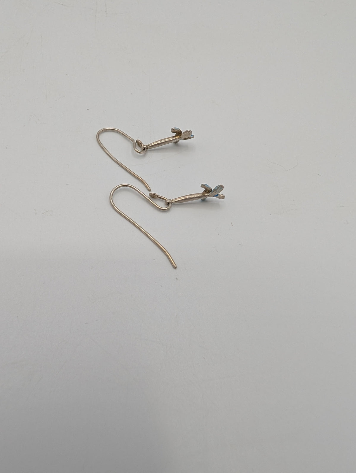 Small blue flower silver earrings