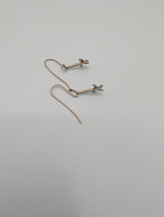 Small blue flower silver earrings