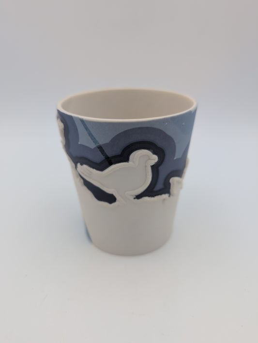 Porcelain beaker blues bird