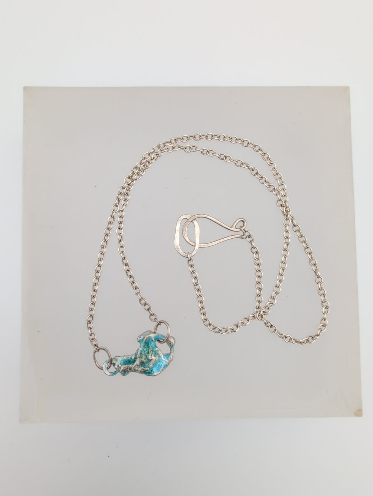 Zero-waste enamel pendant on heavy chain