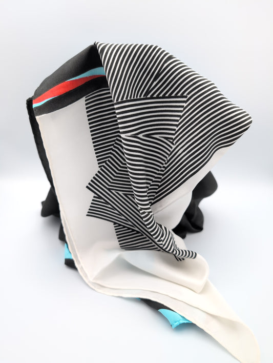 'Princess Noushi' black & white silk scarf