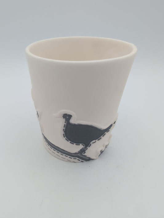 Porcelain beaker black bird