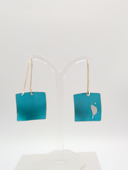 Printed aluminium large square earrings