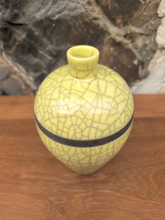 Raku yellow vase