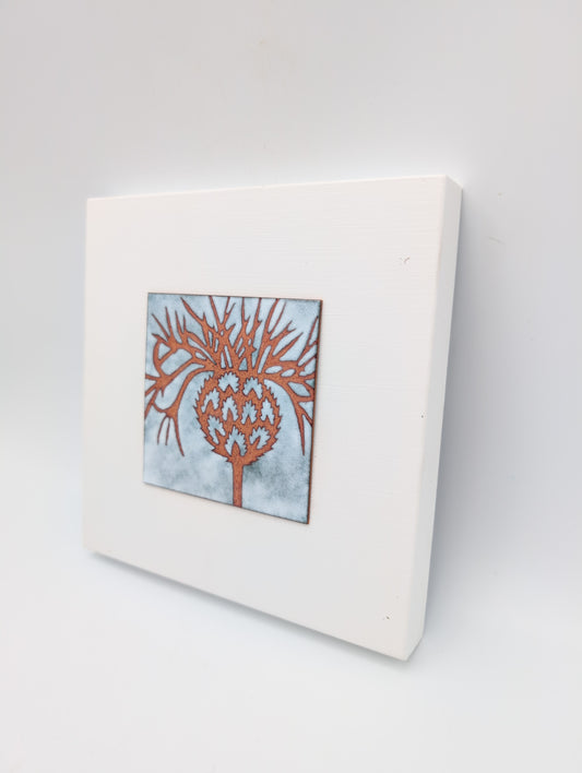 Small enamel panel - thistle