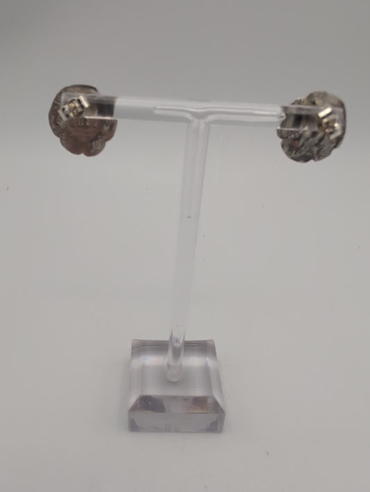 Silver Flower Earrings Swirl
