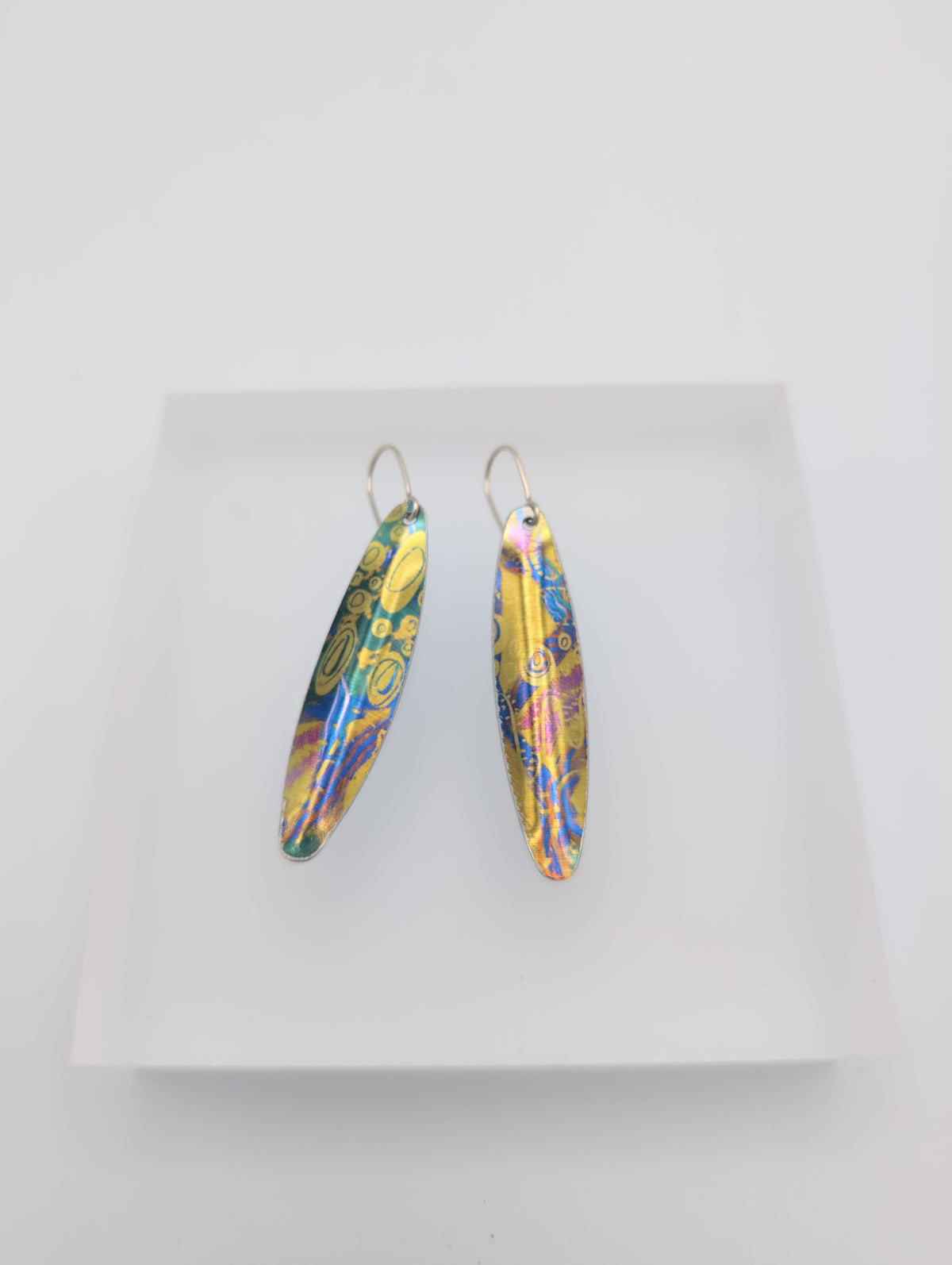 Printed aluminium feather earrings