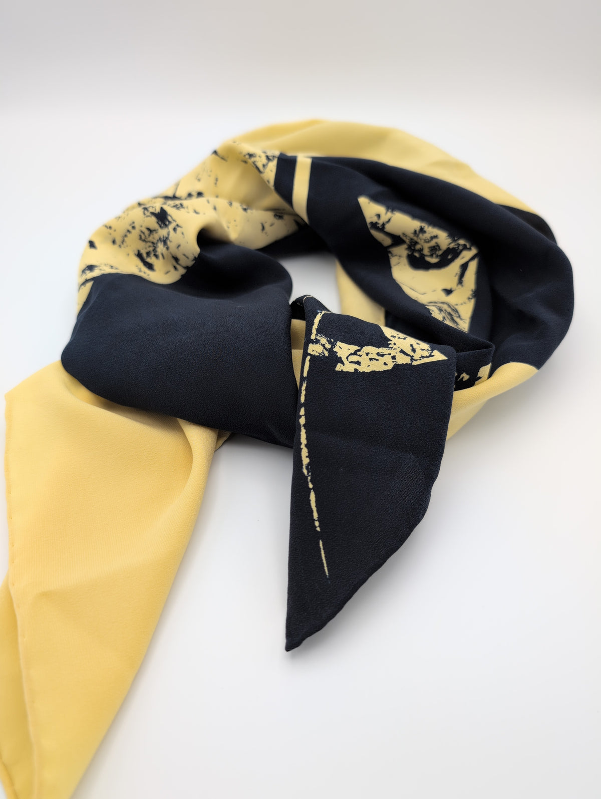 'Zedar' navy & gold silk scarf