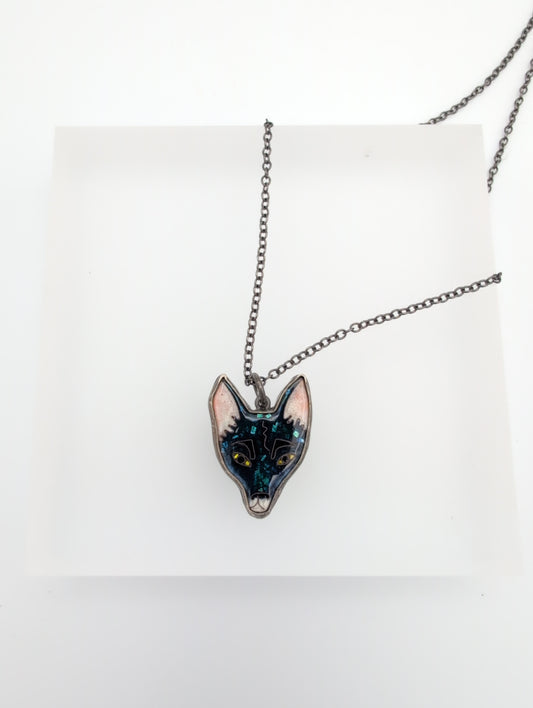 Enamel wolf pendant