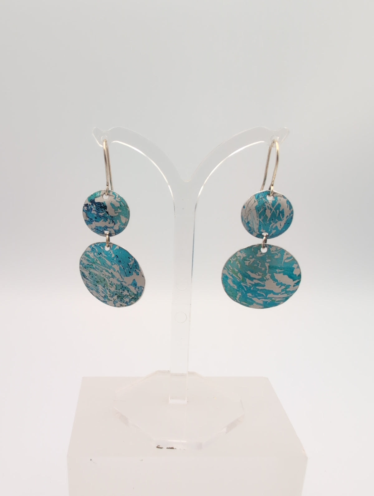 Printed aluminium double disc earrings