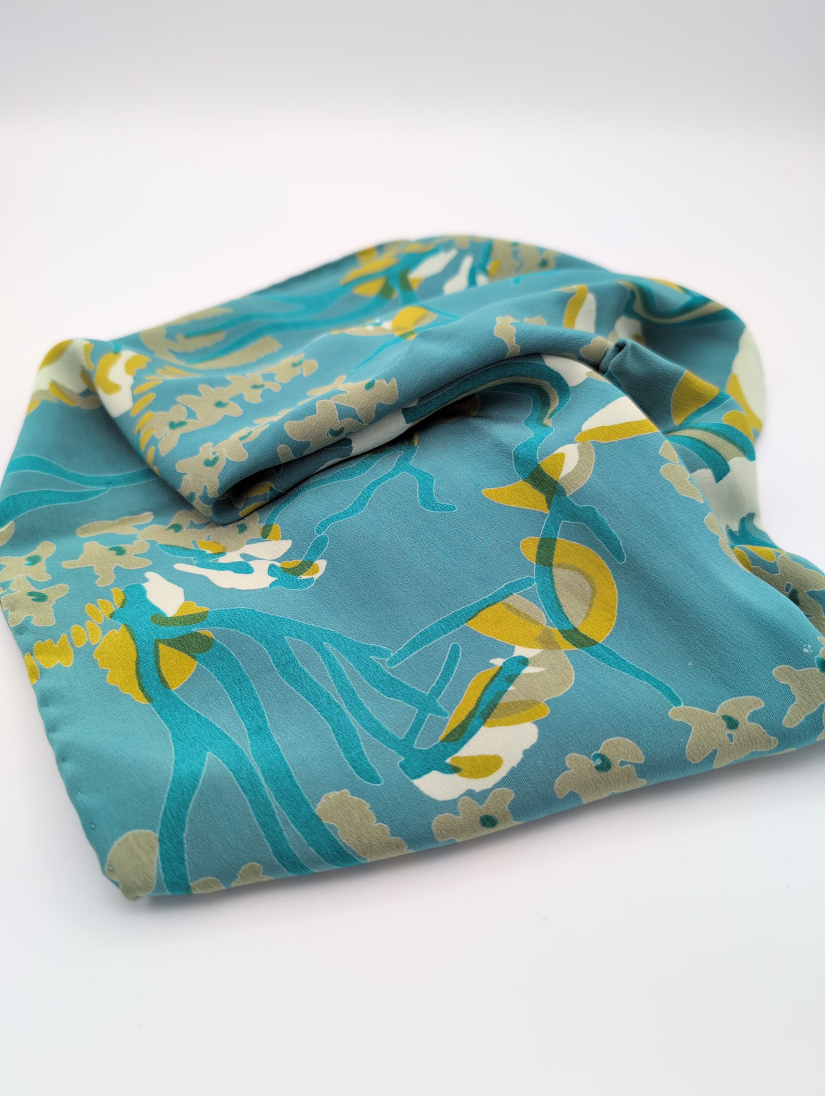 Crysede drift valley green silk scarf