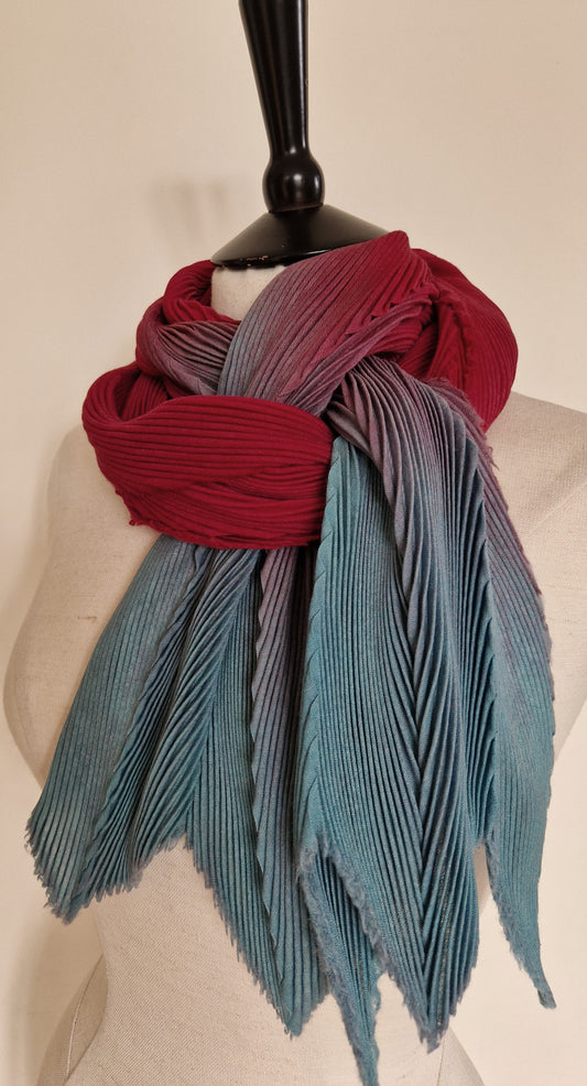 Silk/Wool pleated silk scarf
