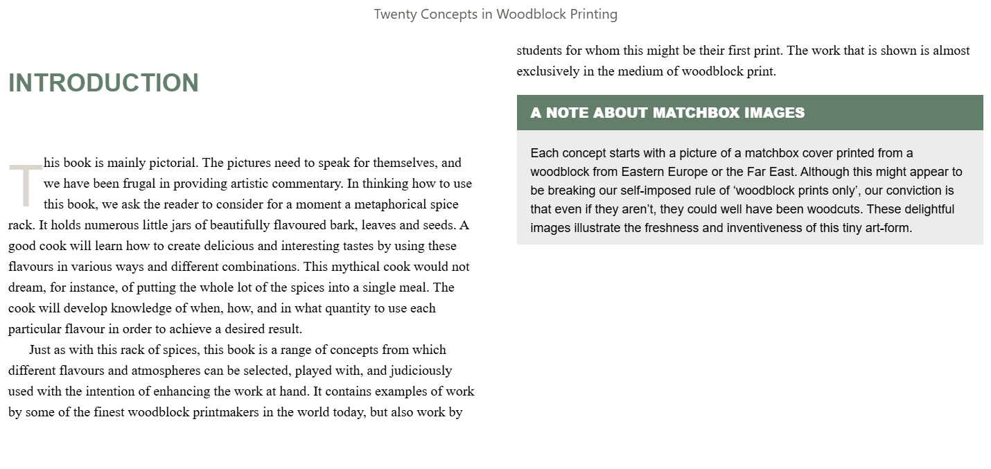 Twenty Concepts in Woodblock Printing