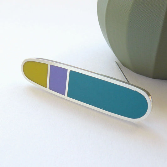 Pocket Pin in Teal Yellow Lilac