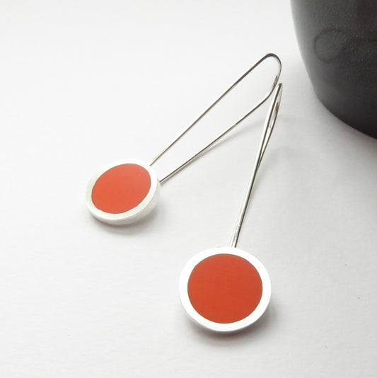Pop Long Drop Earrings in Orange