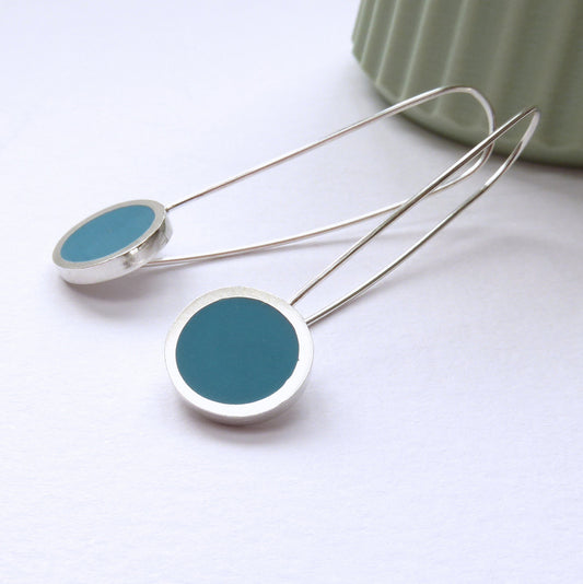 Pop Long Drop Earrings in Teal
