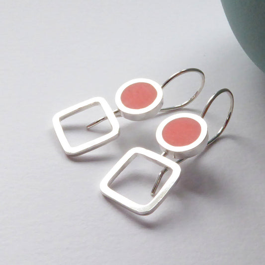 Square Dot Earrings in Orange