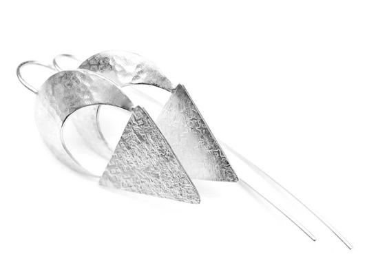 Crescent & triangle drop earrings