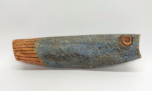'Blue Fish' small stoneware sculpture