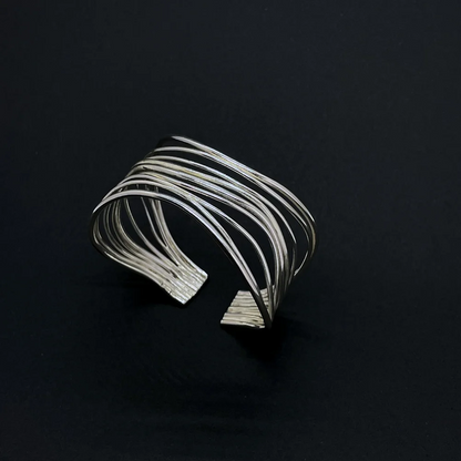 Rhizo cuff silver bangle