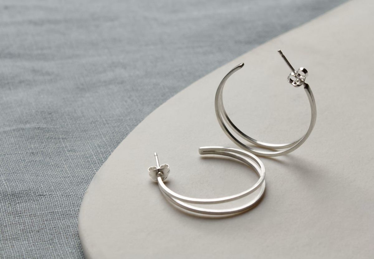 Large silver split hoop earrings
