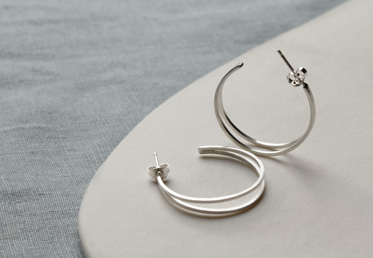Large silver split hoop earrings