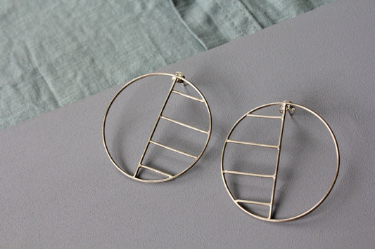 Large Silver Geo Studs