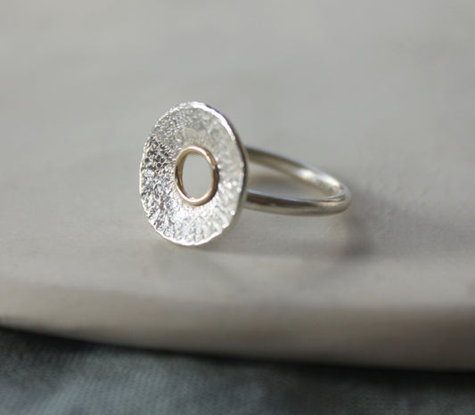 Silver and Gold Donut Ring