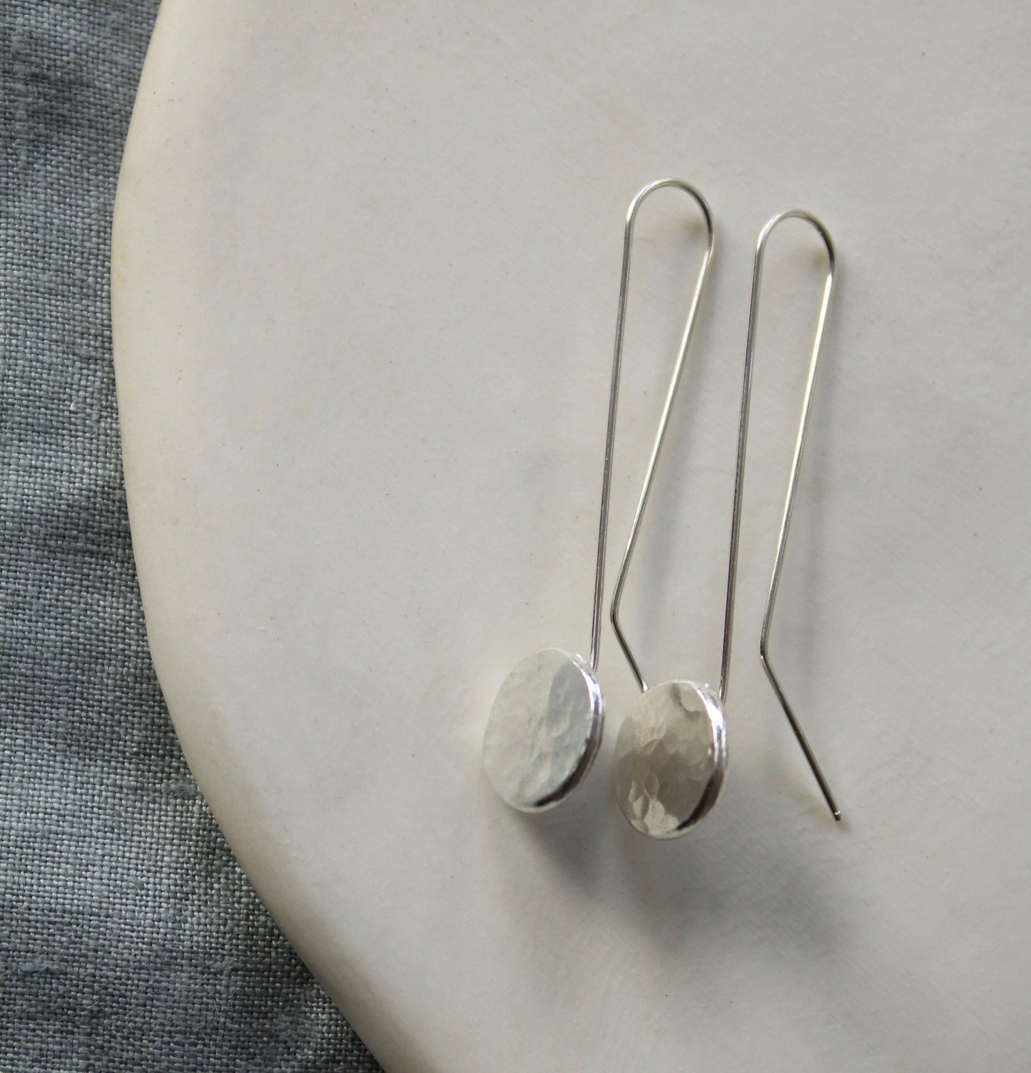 Large Silver Drop Earrings