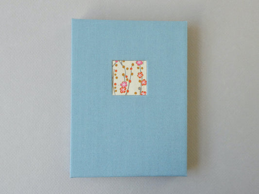 Linen and Chiyogami Concertina Watercolour Sketchbook - Blue