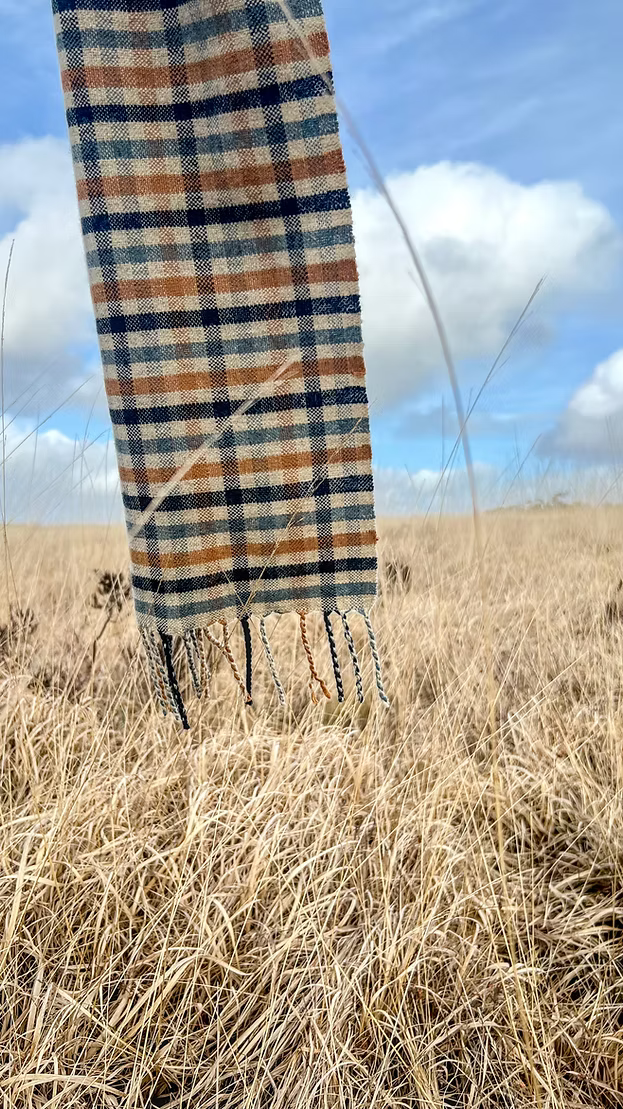 Moorland scarf - blue / ochre