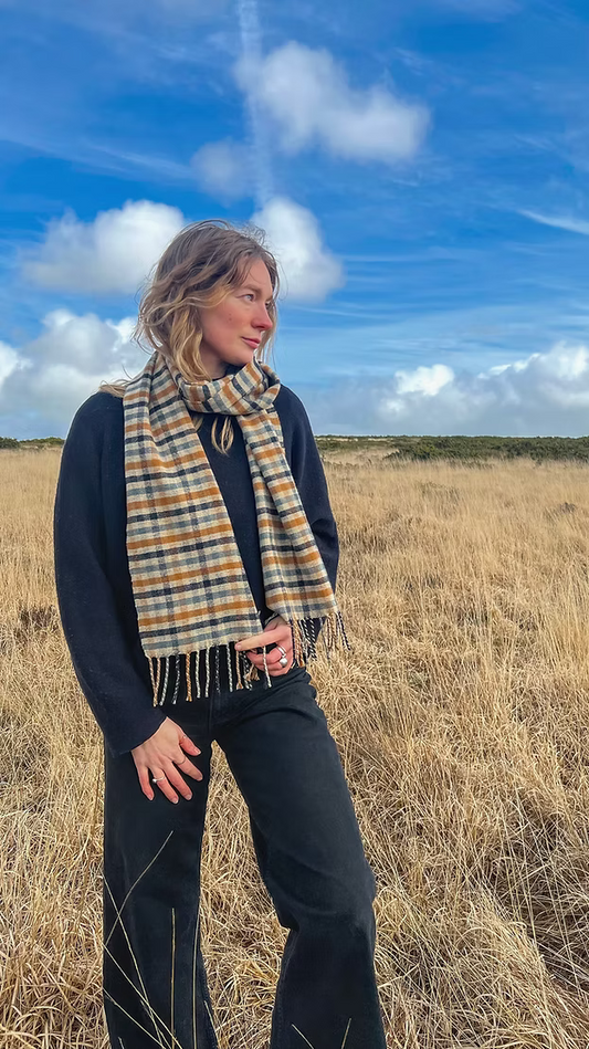 Moorland scarf - blue / ochre