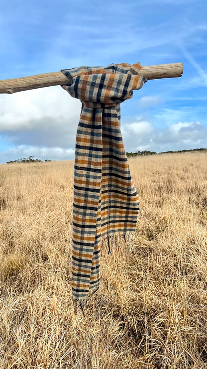 Moorland scarf - blue / ochre