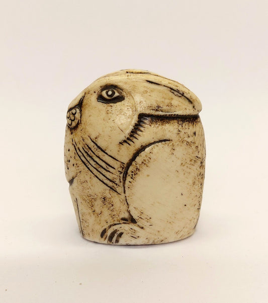 'Crouching Hare' small porcelain sculpture
