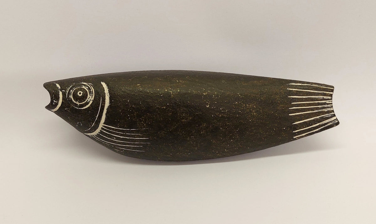 'Dark Fish' stoneware sculpture